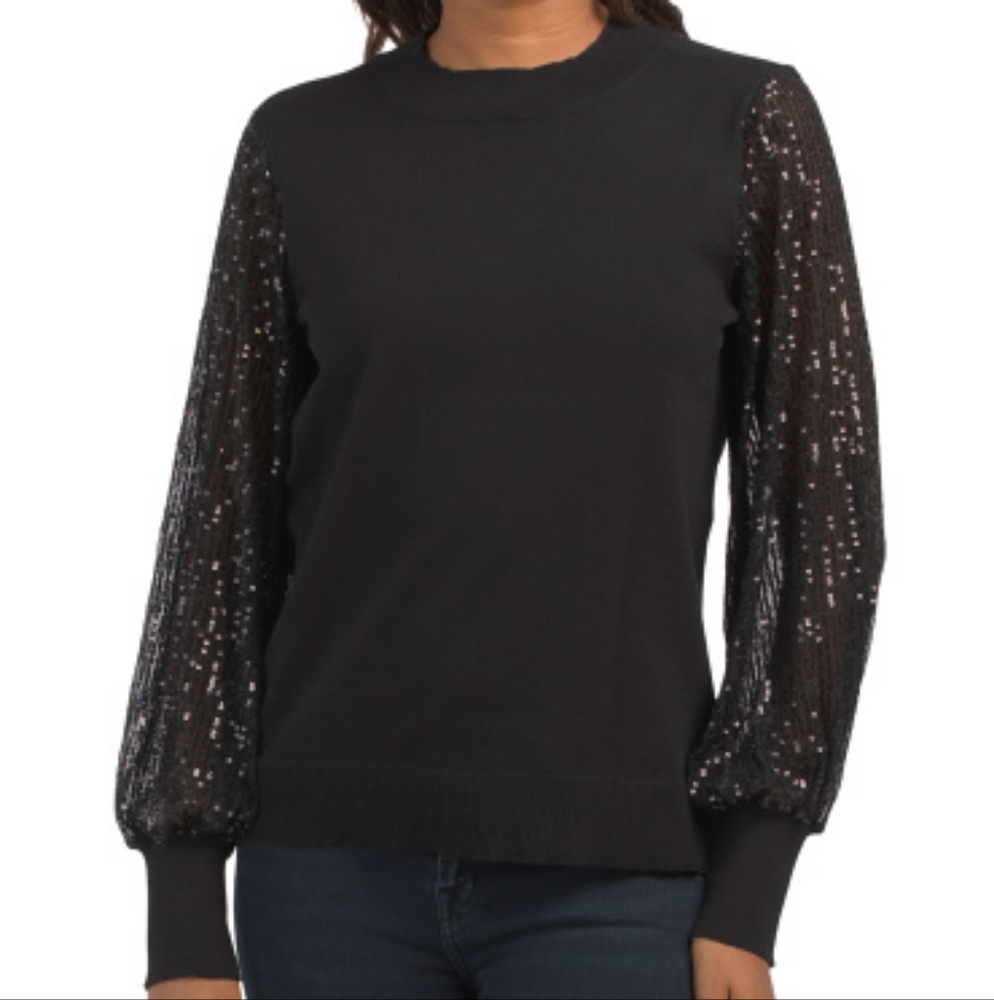 Sequin Black Long Sleeve Shirt